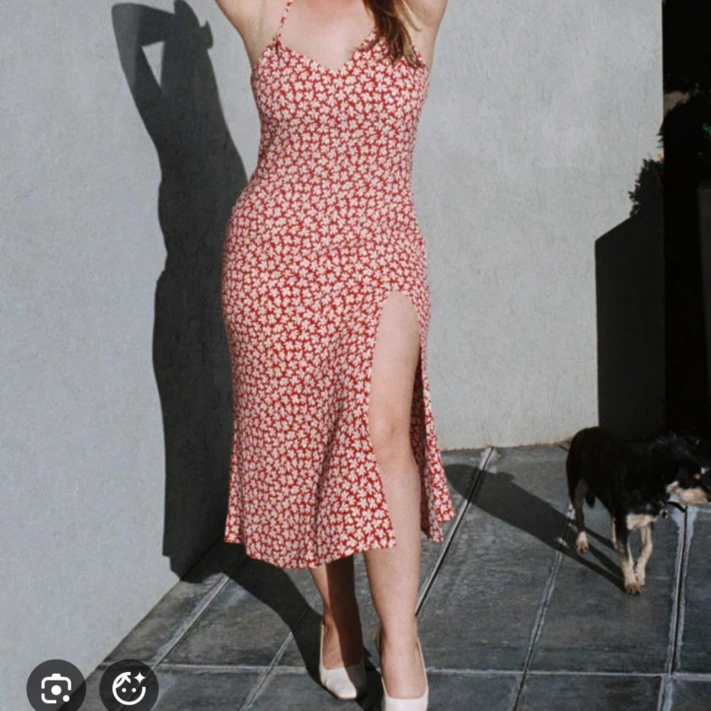 Floral Red Midi Dress